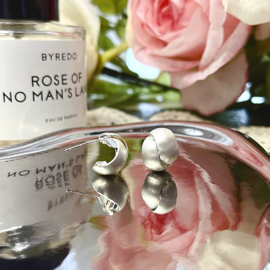 Lunara Brushed Silver Double Hoop Earrings