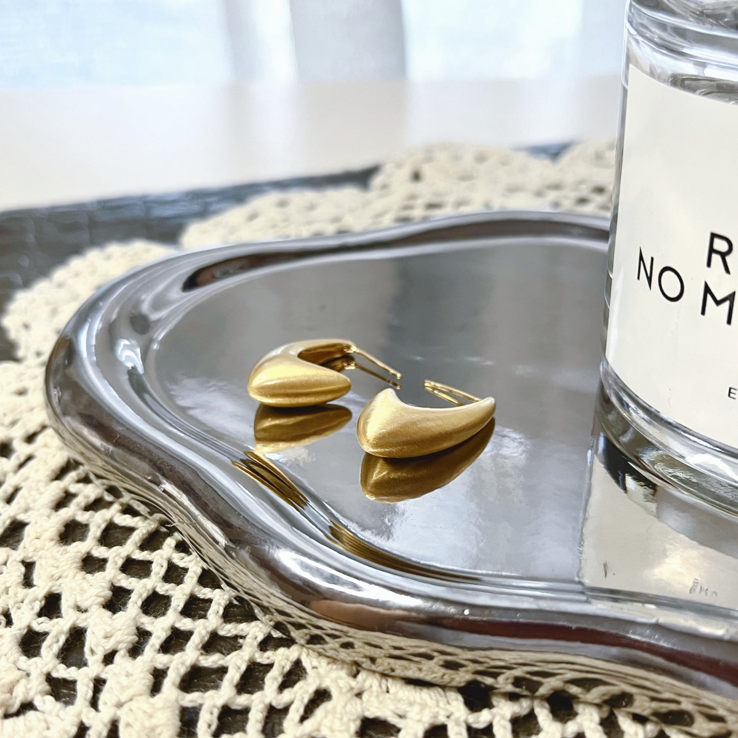 Gold Teardrop Brass Stud Earrings