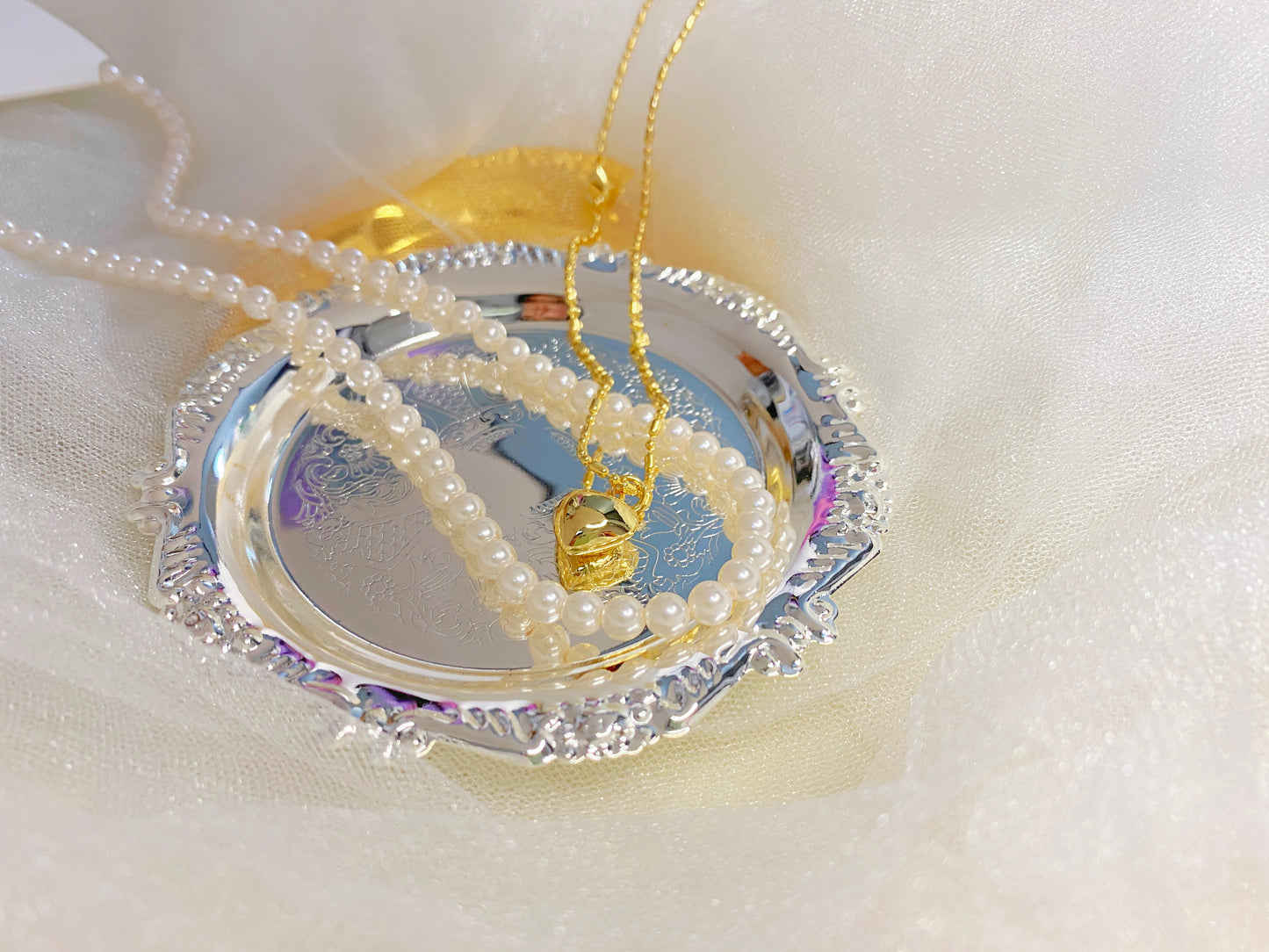 Trendy Layered Pearl Double Chain Necklace
