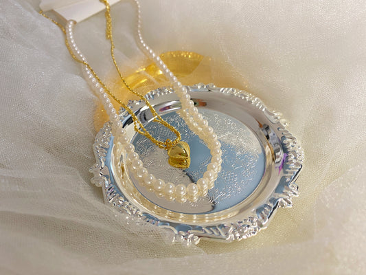 Trendy Layered Pearl Double Chain Necklace