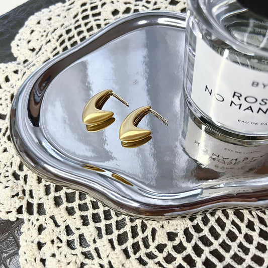 Gold Teardrop Brass Stud Earrings