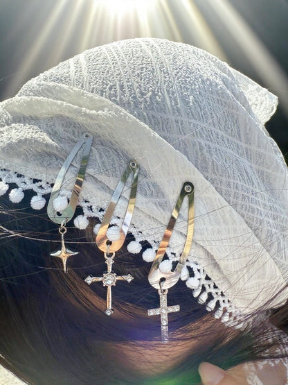 Chic Metal Hair Clip Set – Cross & Star Shaped Hair Accessories for Women, Trendy Punk Hair Barrettes (3 Pieces)