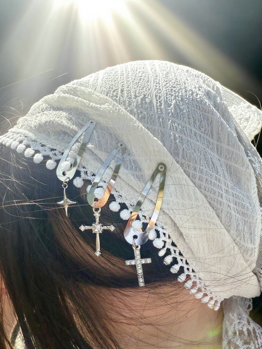 Chic Metal Hair Clip Set – Cross & Star Shaped Hair Accessories for Women, Trendy Punk Hair Barrettes (3 Pieces)
