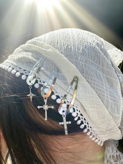 Chic Metal Hair Clip Set – Cross & Star Shaped Hair Accessories for Women, Trendy Punk Hair Barrettes (3 Pieces)