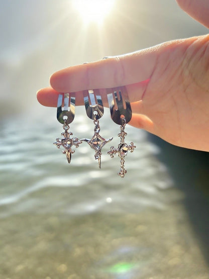 Metal Hair Clip Set – Cross, Star & Crystal Design | Minimalist Fashion Hair Accessories for Women