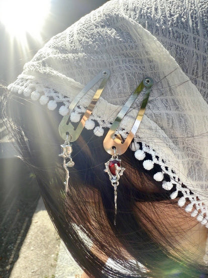 Vintage Metal Rose Hair Clip Set – Retro Rose & Flower Branch Hair Accessories for Women