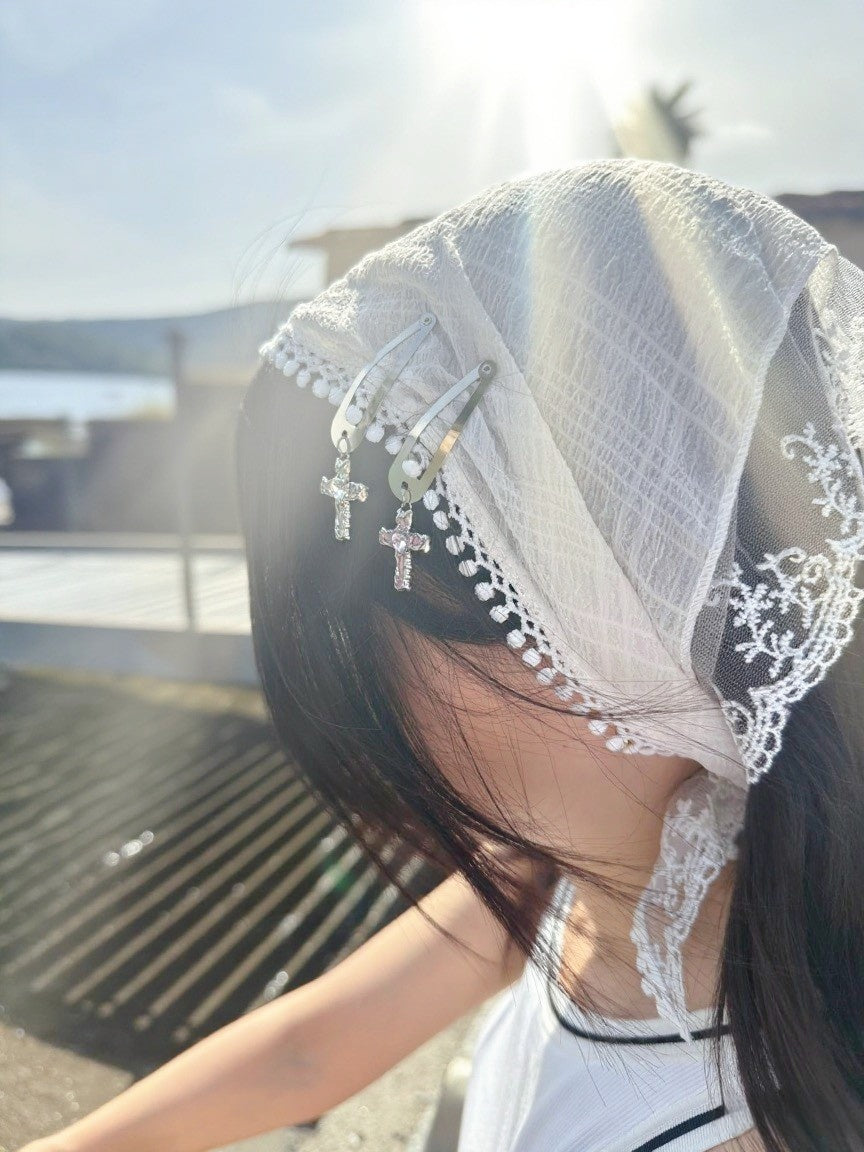 Trendy Cross Metal Hair Clip Set – Pink & White Hair Accessories for Women | Everyday Fashion Barrettes