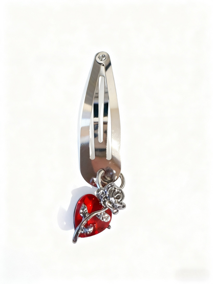 Gothic Red Rose & Heart Metal Hair Clip Set – Vintage Punk Hair Accessories for Women