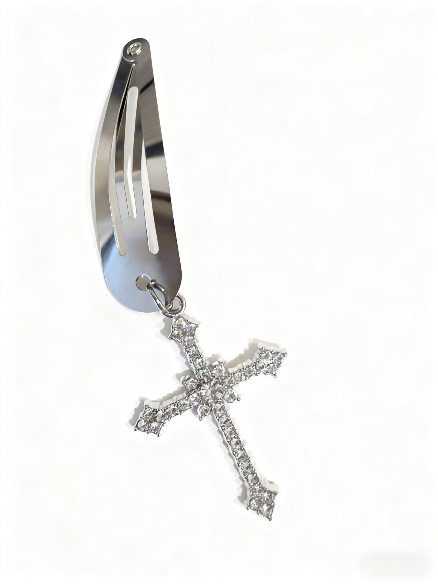 Chic Cross & Key Metal Hair Clip Set – Rhinestone Bling Hair Accessories for Women, Trendy Versatile Hairpins