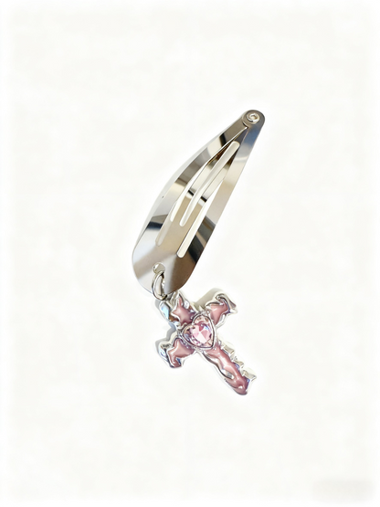Trendy Cross Metal Hair Clip Set – Pink & White Hair Accessories for Women | Everyday Fashion Barrettes