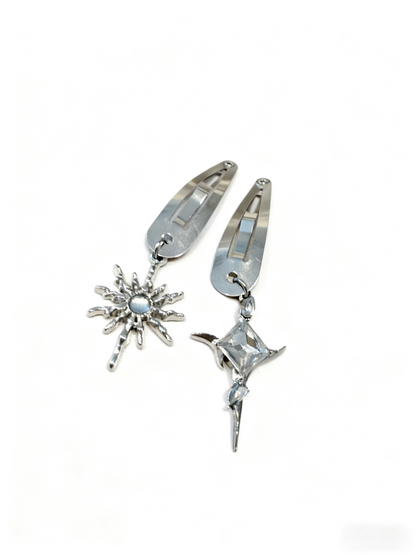 Sun & Star Metal Hair Clip Set – Minimalist Gold Hair Accessories for Women, Everyday Fashion Barrettes