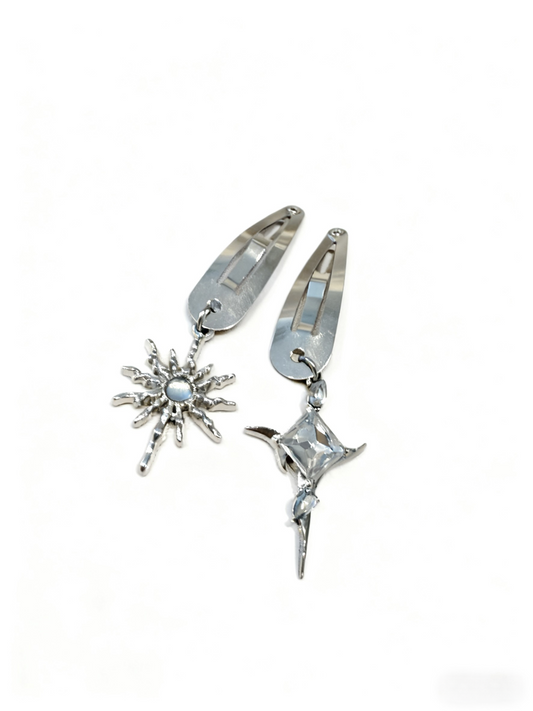 Sun & Star Metal Hair Clip Set – Minimalist Gold Hair Accessories for Women, Everyday Fashion Barrettes