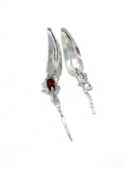 Vintage Metal Rose Hair Clip Set – Retro Rose & Flower Branch Hair Accessories for Women