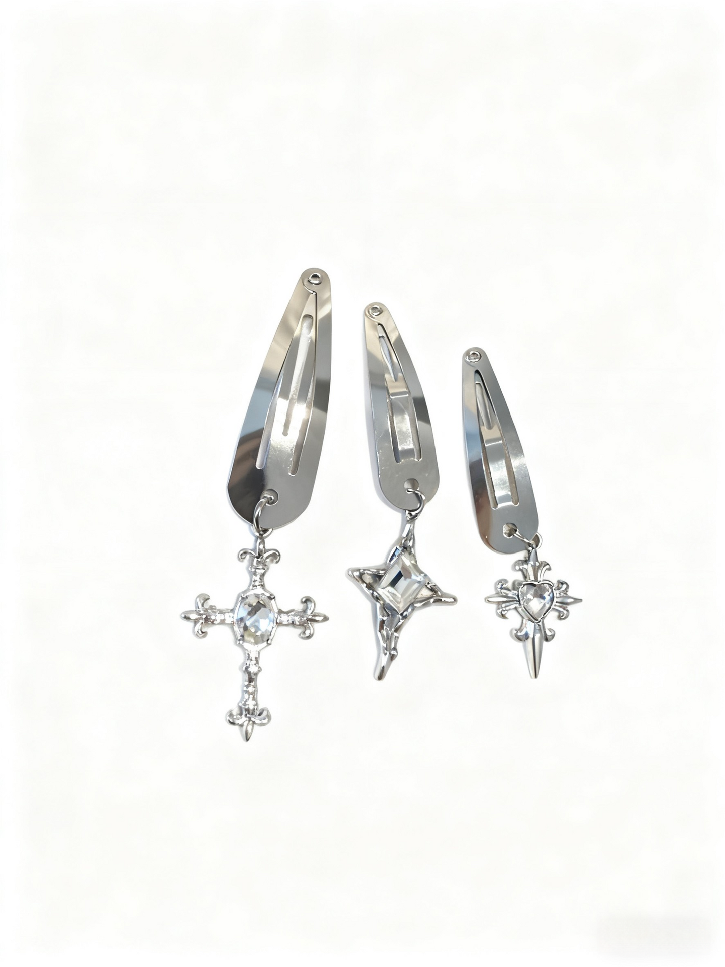 Metal Hair Clip Set – Cross, Star & Crystal Design | Minimalist Fashion Hair Accessories for Women