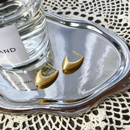 Gold Teardrop Brass Stud Earrings